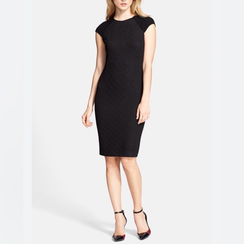 Tory Burch Kiersten Body-Con Dress Medium Black Quilted